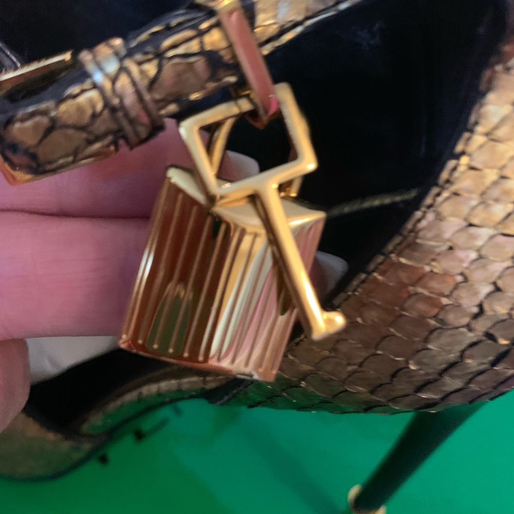Tom Ford Python Bronze Metallic Gold Lock Sandals… - image 4